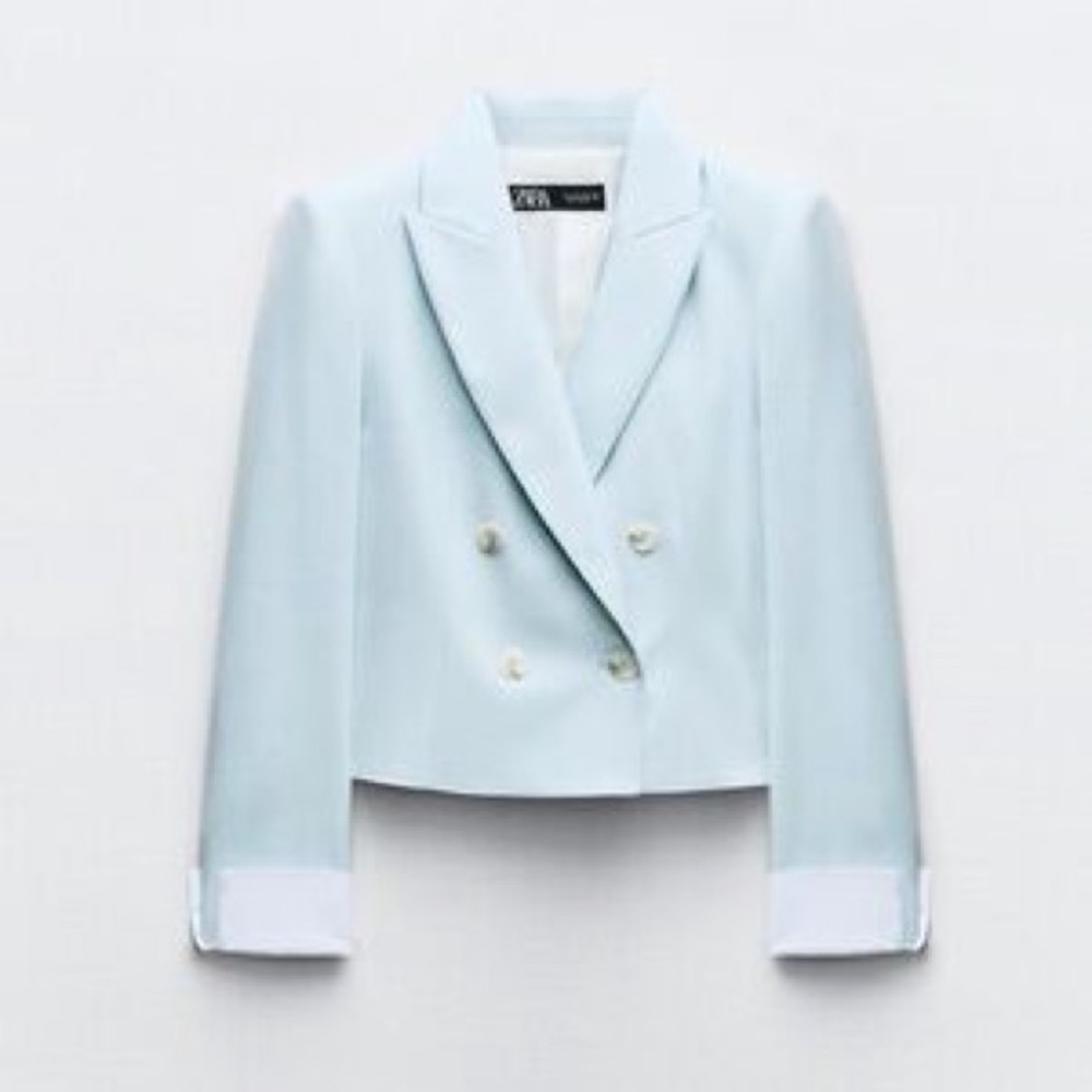 ZARA Light Blue Double-Breasted Blazer